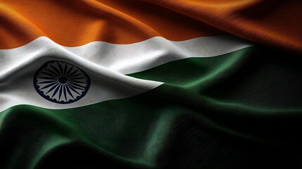Indian flag, waving, vibrant colors