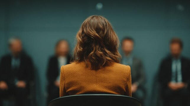 Emotional realism, job seeker looking nervous as others are invited into interview ahead, seated in quiet sleek reception area, profile shot with subtle tension, Job Candidate in Reception