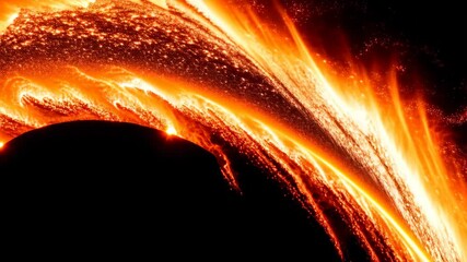 Dramatic depiction of a black hole with an accretion disk blazing orange and red in deep outer space, showcasing gravity warping light. - Powered by Adobe