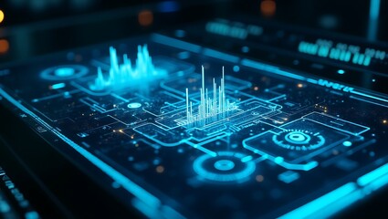 High quality Professional Futuristic technology data visualization interface stock