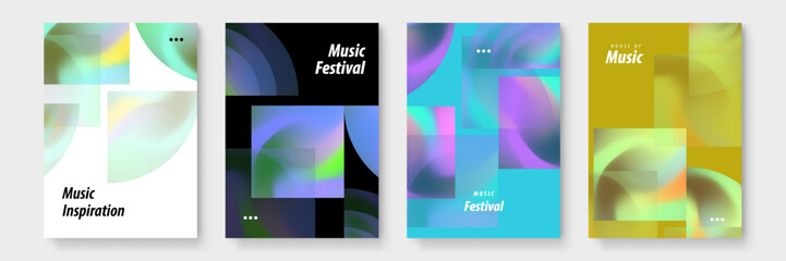 Four music festival and music inspiration posters. Ideal for promoting events, inspiring creativity, and enhancing music related designs. Vibrant and versatile.