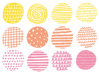 手描きあしらいセット　まる　パターン　カラーペン