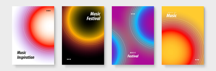 Four poster templates featuring colorful abstract designs suitable for various marketing campaigns, event promotions, and wall decorations.