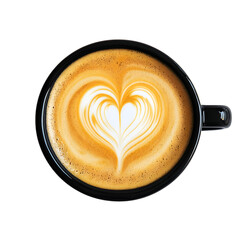 Latte Art: Heart Design Coffee on white background