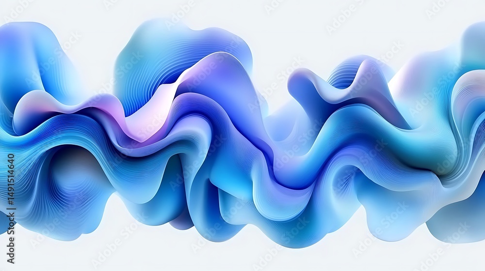 Poster flowing abstract wave with soft blues and subtle color gradations