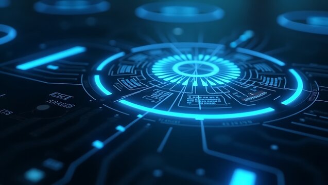 High quality Professional Futuristic technology interface digital hud neon blue stock