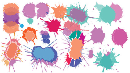 Set of colorful watercolor hand painted different shapes, stains, circles, blobs isolated on white background. Vector elements for design