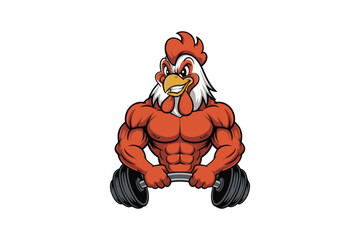 muscular rooster silhouette  Vector