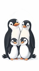 Fototapeta premium Penguin family illustration on white background