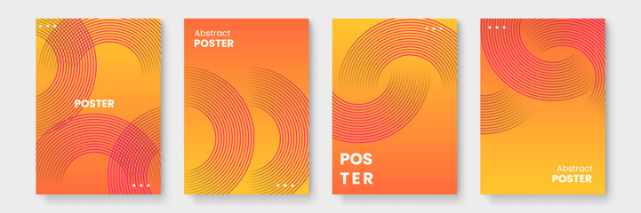 Four vibrant posters with orange and pink circles, perfect for adding a pop of color to event promotions or decor.