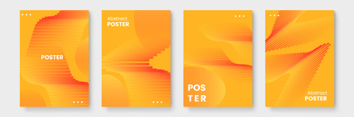 Abstract poster designs with vibrant yellow and orange colors. Perfect for modern decor, event promotions, marketing materials, and artistic projects.