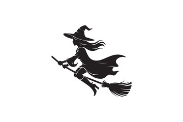 flying witch silhouette  Vector