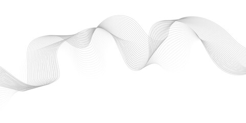 White wave curve lines banner background design. Abstract soft wave lines dynamic flowing gray light isolated background. Vector Illustration of the gray pattern of lines. Black stripes on white .	