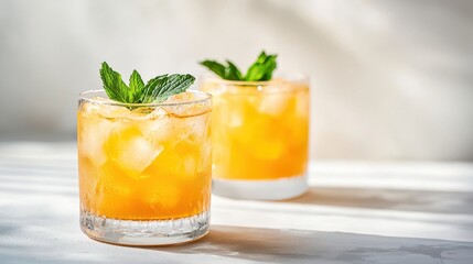 Fototapeta premium Refreshing Peach Lemonade Summer Drink Recipe