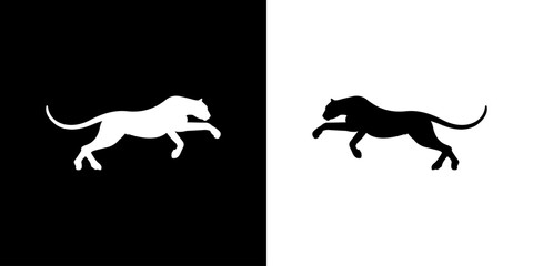 vector black and white silhouette of a tiger