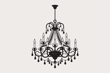 chandelier lighting silhouette  Vector
