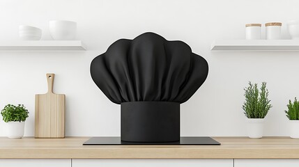 黒のシェフハット：静謐な厨房