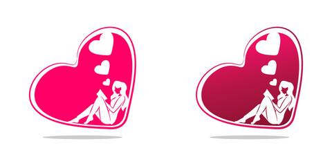 high heels icon vector silhouette. white, red, black