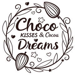 vector floral frame with flowers Chocolate vector T-shirt design 