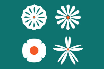 daisy flowers icon, seamless pattern with flowers, isolated on white background.