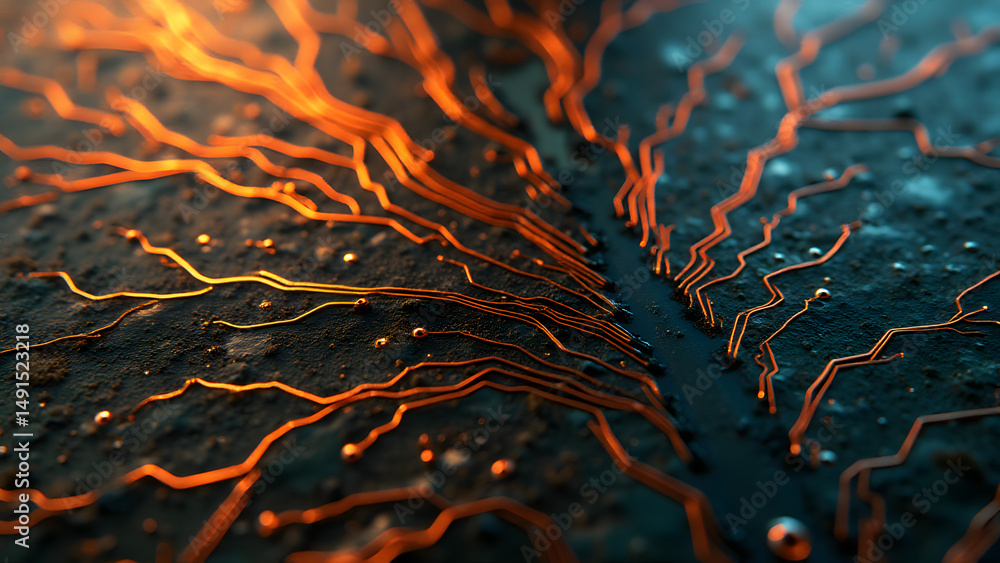 Poster power distribution circuit with natural branching pattern, ideal for energy and growth technology co