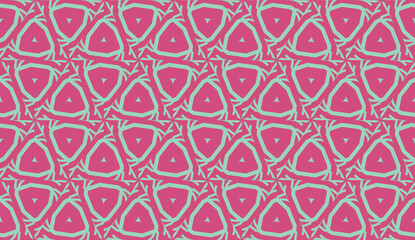 Fototapeta premium Vector layout with curved line, illusion triangles. Abstract hipster pattern. For your wallpaper, advert, banner, poster. Cherry color.