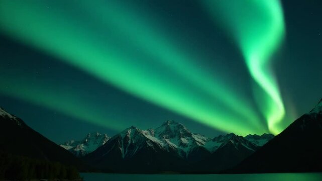 Northern Lights over the Mountains in the Starry Sky Background