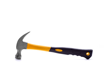 Yellow claw hammer for construction work and DIY projects.