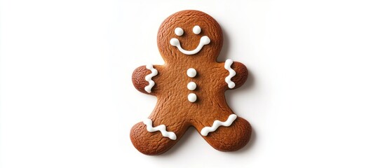 festive gingerbread man cookie isolated on a white backdrop, per