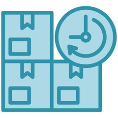 Clock Time dual tone blue color, mini illustration icon. use for modern concept, print, UI, UX kit, web and app development. Vector related to sales, logistic and ecommerce