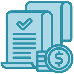 Invoice Paid dual tone blue color, mini illustration icon. use for modern concept, print, UI, UX kit, web and app development. Vector related to sales, logistic and ecommerce