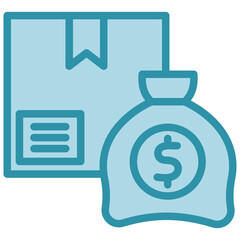 Money Bag dual tone blue color, mini illustration icon. use for modern concept, print, UI, UX kit, web and app development. Vector related to sales, logistic and ecommerce