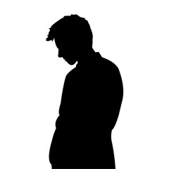 Vector illustration of a sad and depressed man's silhouette