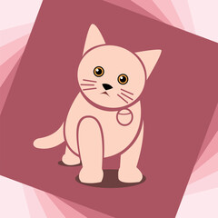 vector illustration of cartoon brown cat