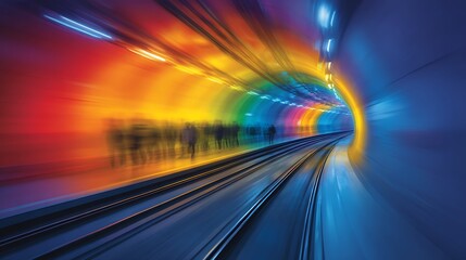 Vibrant Rainbow Tunnel: A Journey Through Color and Speed