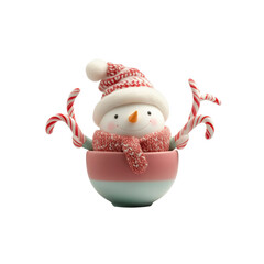 Festive Snowman in a Mug with Candy Canes