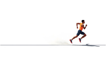 Fototapeta premium a focused runner is portrayed mid-stride, embodying a perfect balance between power and grace as every muscle is engaged in a disciplined sprint. Clad in vivid, contrasting athletic apparel. Vector