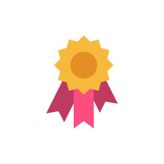 Golden award with ornate edges and cascading ribbons on transparent backdrop