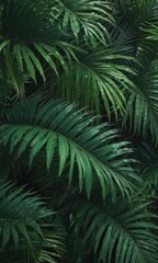 Obraz premium Intricate palm fronds, rich emerald hues, tropical ambiance, illustration, image