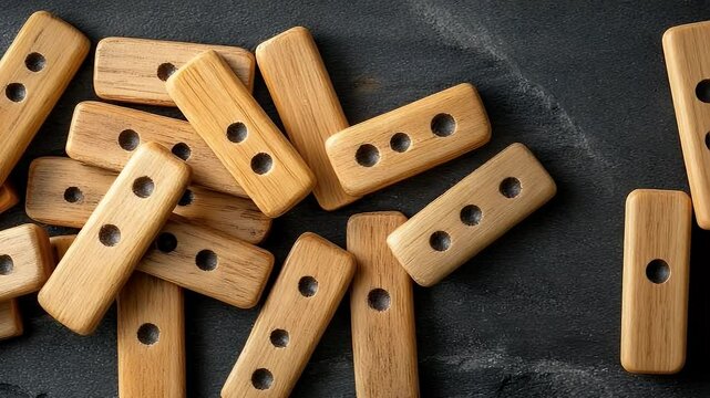 Wooden rectangular blocks with holes