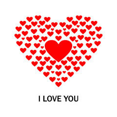 vector illustration of red love shape decoration with the words i love you