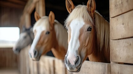 Horses waiting stable animal photography rustic environment close-up view equine beauty