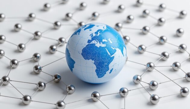 Global connectivity network digital world infographic modern technology aerial view data visualization