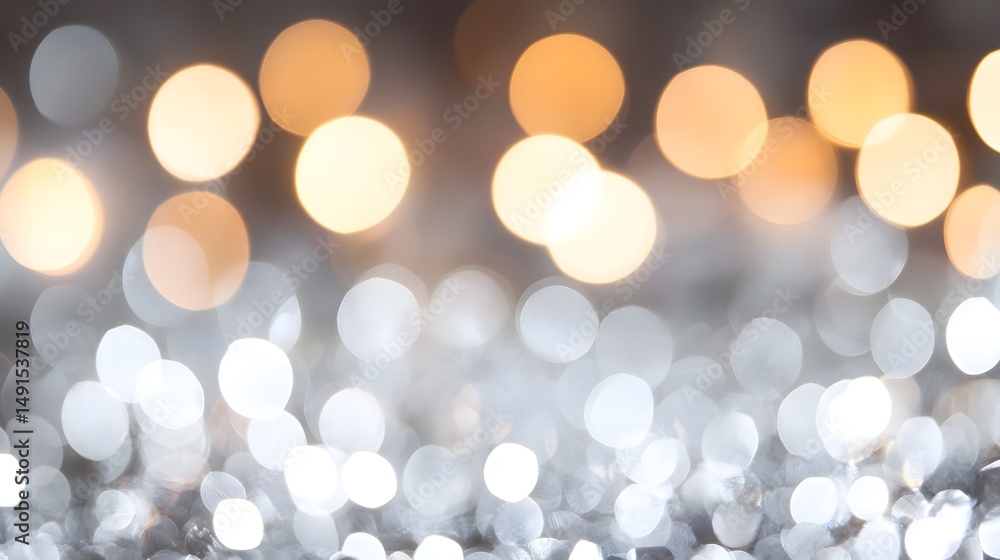 Poster shimmering silver bokeh with soft glow and festive light texture