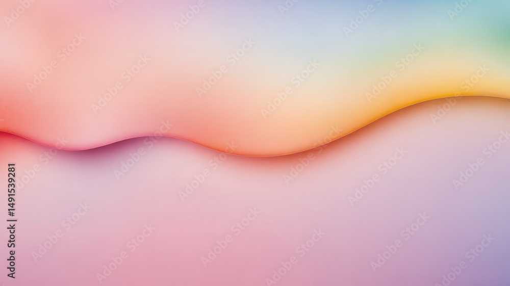 Poster abstract pastel gradient background with a single curved layer creating subtle shadows and depth.