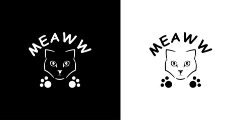 vector cat face and writing meaww