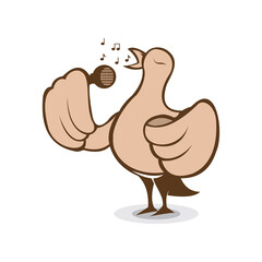 Singing bird vector holding microphone