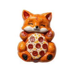 Fototapeta premium Adorable Fox Shaped Pizza Ornament - Festive Food Decoration