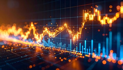 Fototapeta premium Dynamic Stock Market Graph: Visualizing Financial Growth and Fluctuation