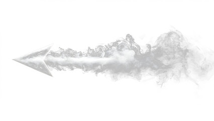 Gray smoke shaped like an arrow isolated on transparent background.